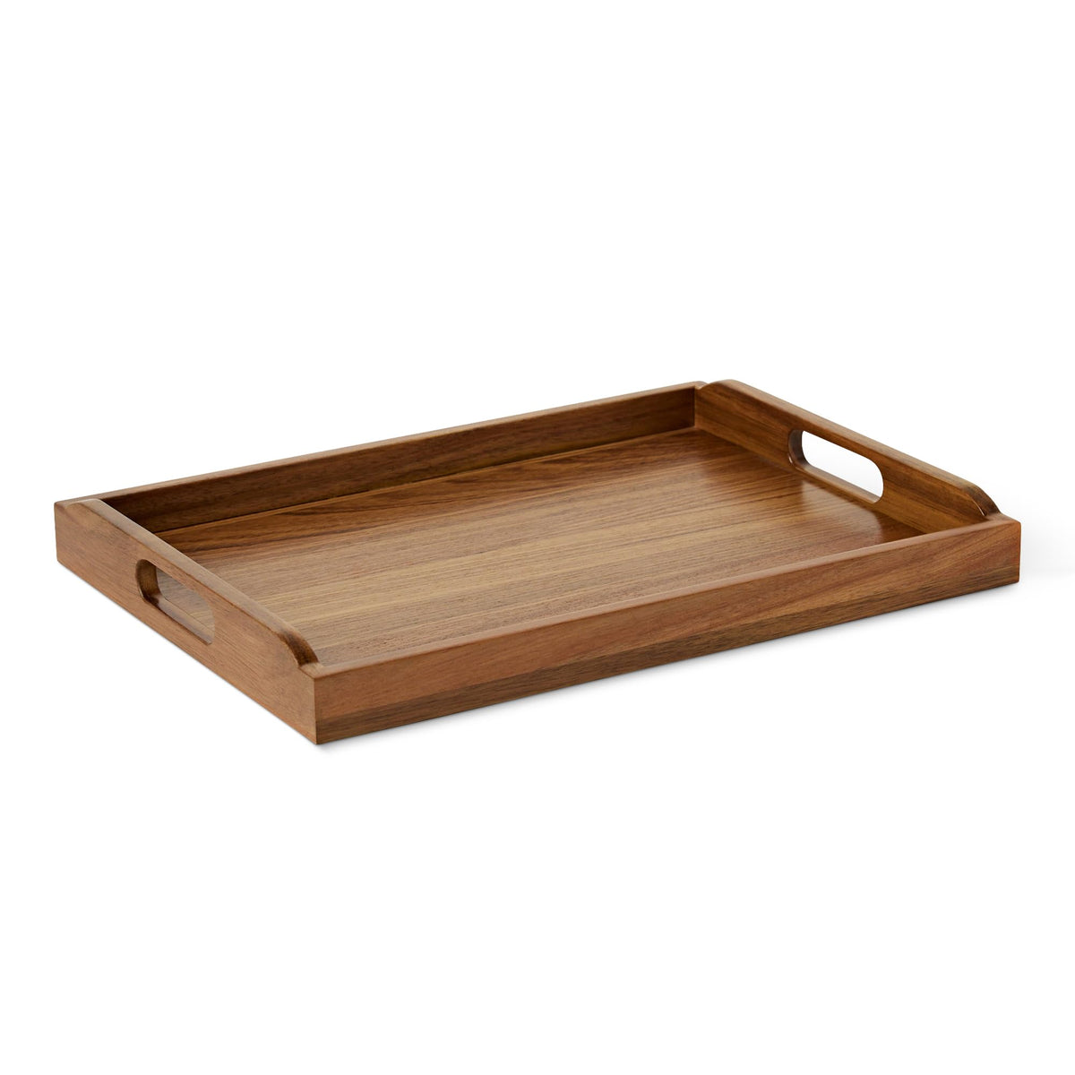 Amazon Basics Wooden Serving Tray, 17" x 12" Acacia Wood Decorative Tray Platter With Built-in Handles for Breakfast in Bed, Food & Drinks, Entertaining, Coffee Table & Ottoman