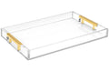 Home Redefined 17.5"x12" Gold Glossy Crocodile Faux Leather Serving Tray Beautiful Modern Elegant Decorative Tray with Handles Ottoman Coffee Table Tray for All Occasion's