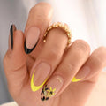 Stilettos Press on Nails White French Tip False Nails Glossy Extra Long Natural Glue on Nail Reusable Artificial Acrylic Stick on Nail for Women