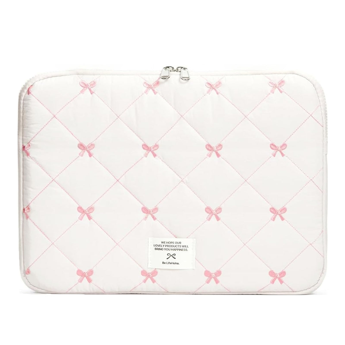 Puffy Laptop Sleeve 13 Inch Cute Quilted Laptop Protective Case Padded Floral Computer Sleeve for MacBook (A-Blue, 13 Inch)