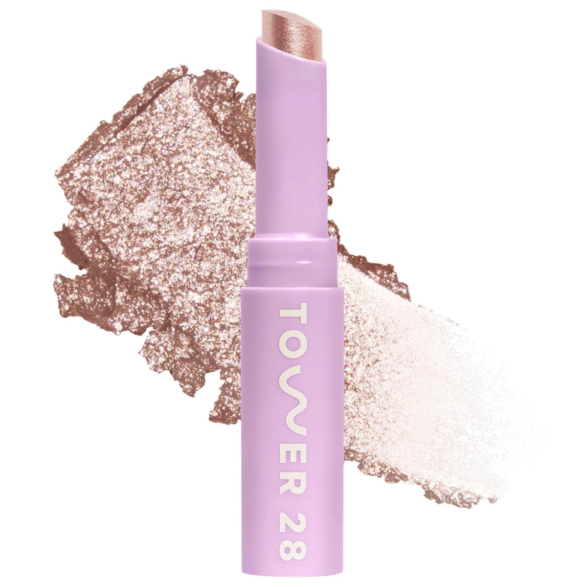 Tower 28 GoGo Cooling Shimmer Eyeshadow Stick - 8-Hour Wear Cream Eyeshadow + Precise Highlighter Stick - Water-Based Eye Makeup for Sensitive Eyes - Microplastic-Free Eye Shadow - Roxy (.09 oz)