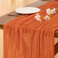Fall Table Runner Terracotta Cheesecloth Boho Wedding Thanksgiving Decor