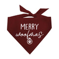 Merry Woofmas Dog Bandana | Pom Poms | 100% Cotton Adjustable Triangle | Made in USA | Christmas | Holiday Season | Winter Wonderland | Gift |Red, Trim 3, One Size (927)