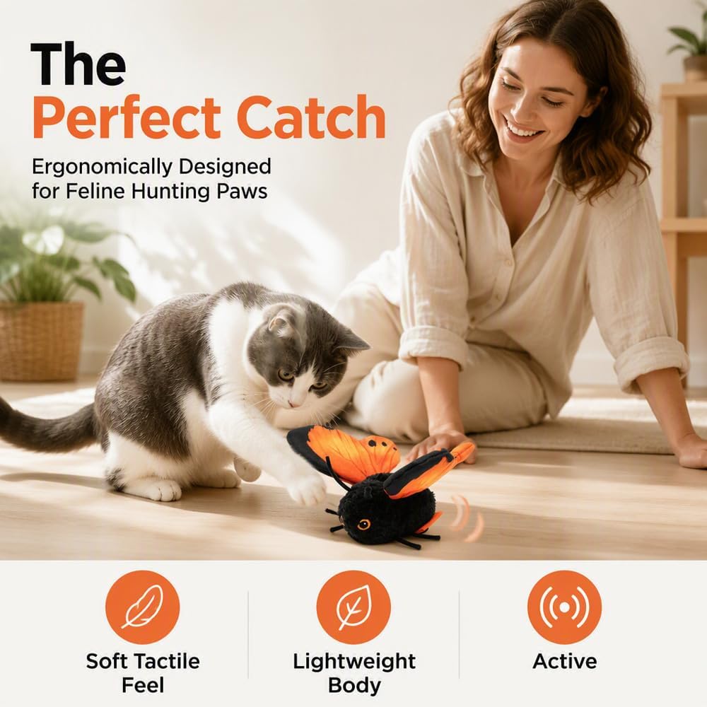 Fluttering Butterfly Cat Toy, 2027 New Cat Toys for Indoor Cats (Blue)