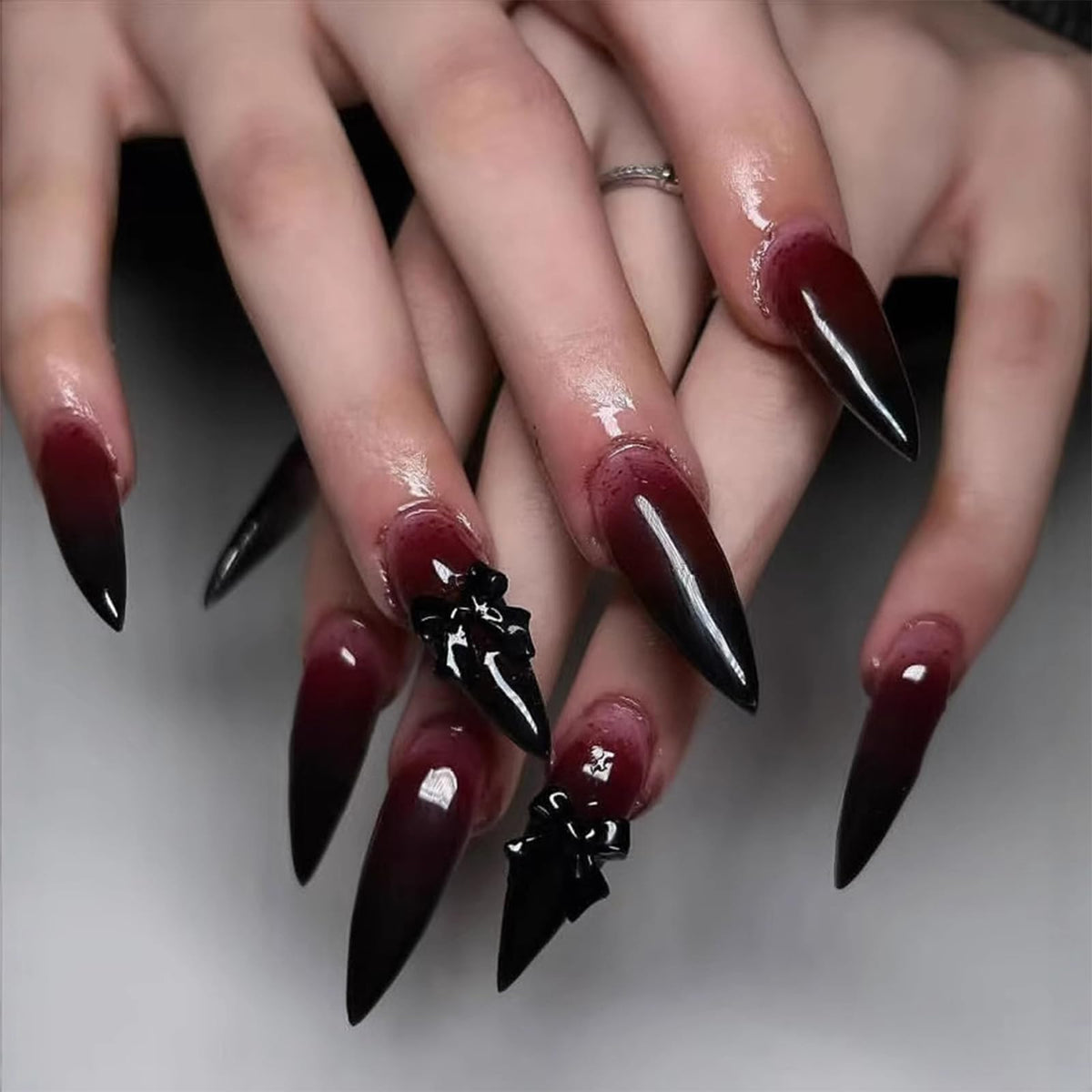 48Pcs Halloween Press on Nails Ghost Stick on Fingernails Monster Short Square False Nails Glossy Black Spider Web Acrylic Fake Nail Skull Gel Glue on Nail for Coquette Women Girls
