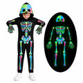 Glow in the Dark Colorful Skull Bones Jumpsuit Halloween Outfit for Kids Unisex Toddler Luminous Skeleton Costumes