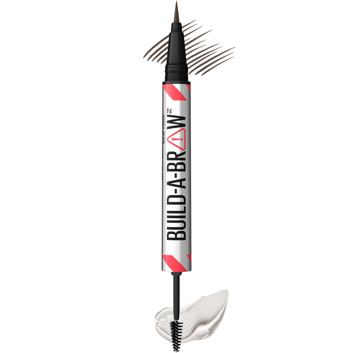 Maybelline Build-A-Brow 2-in-1 Brow Pen and Sealing Eyebrow Gel, Eyebrow Makeup for Real-Looking, Fuller Brows, Soft Brown, 1 Count
