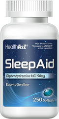 HealthA2Z® Sleep Aid, Diphenhydramine HCl 50mg Softgels, 250 Count