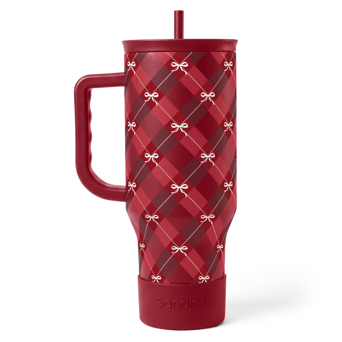 SANDJEST Pumpkin Tumbler with Handle and Straw 40oz – Stainless Sleel Slider Tumbler Travel Coffee Mug for Women - Gift Idea for Fall Autumn Halloween