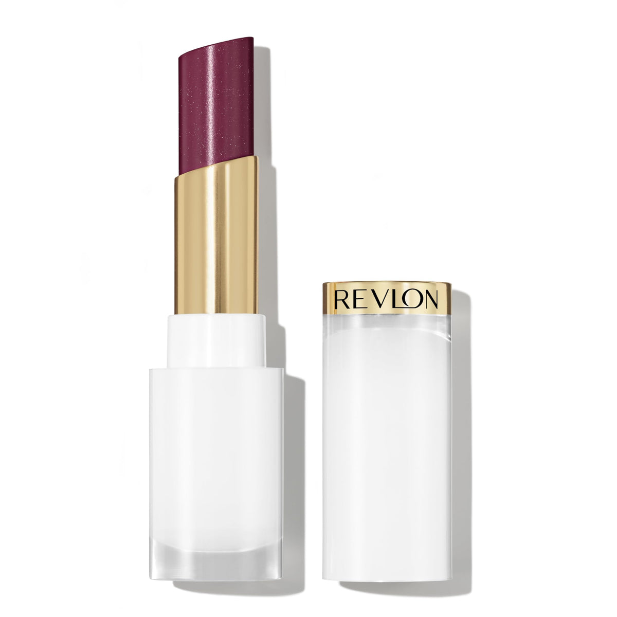 REVLON Super Lustrous Glass Shine Balm, Sheer Glossy Tinted Lip Balm, Hydrating Formula with Hyaluronic Acid, Aloe & Rose Quartz, 020 Glaring Red, 0.11 oz