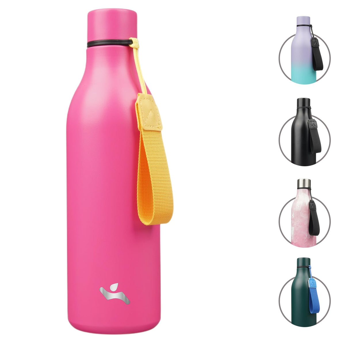 Konokyo Insulated Water Bottle with Strap,18 oz Double Wall Stainless Steel Vacuum Bottles Metal Water Flask,Macaron Green