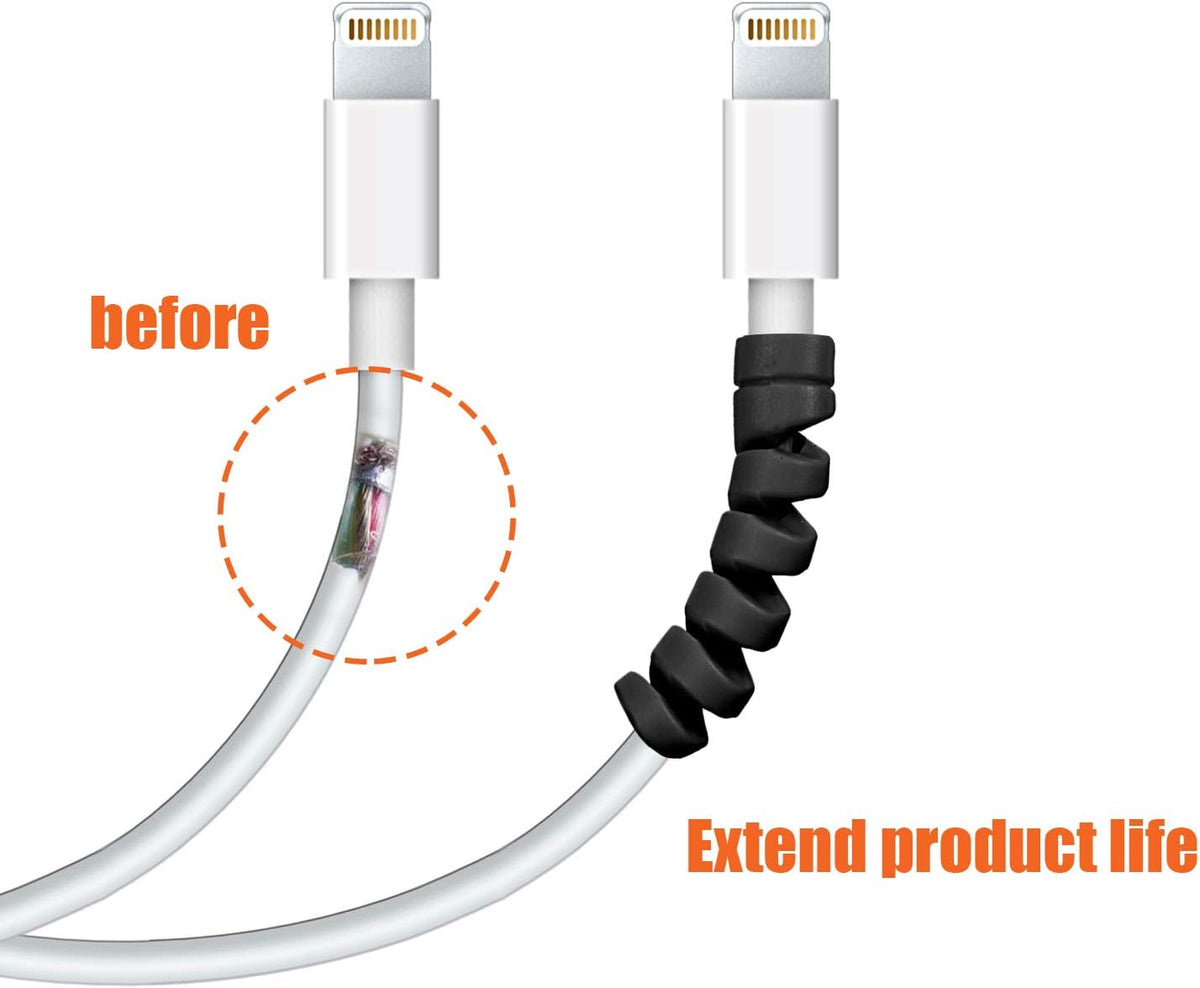 Jetec 12 Pcs Charging Cable Protector Silicone Spiral Charger Cable Saver