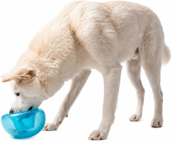 Outward Hound by Planet Dog Snoop Dog Toy – Treat‑Dispenser Puzzle Ball, Interactive Slow Feeder, Medium to Large Dogs, Bouncy & Mint-Infused, Blue, 5"