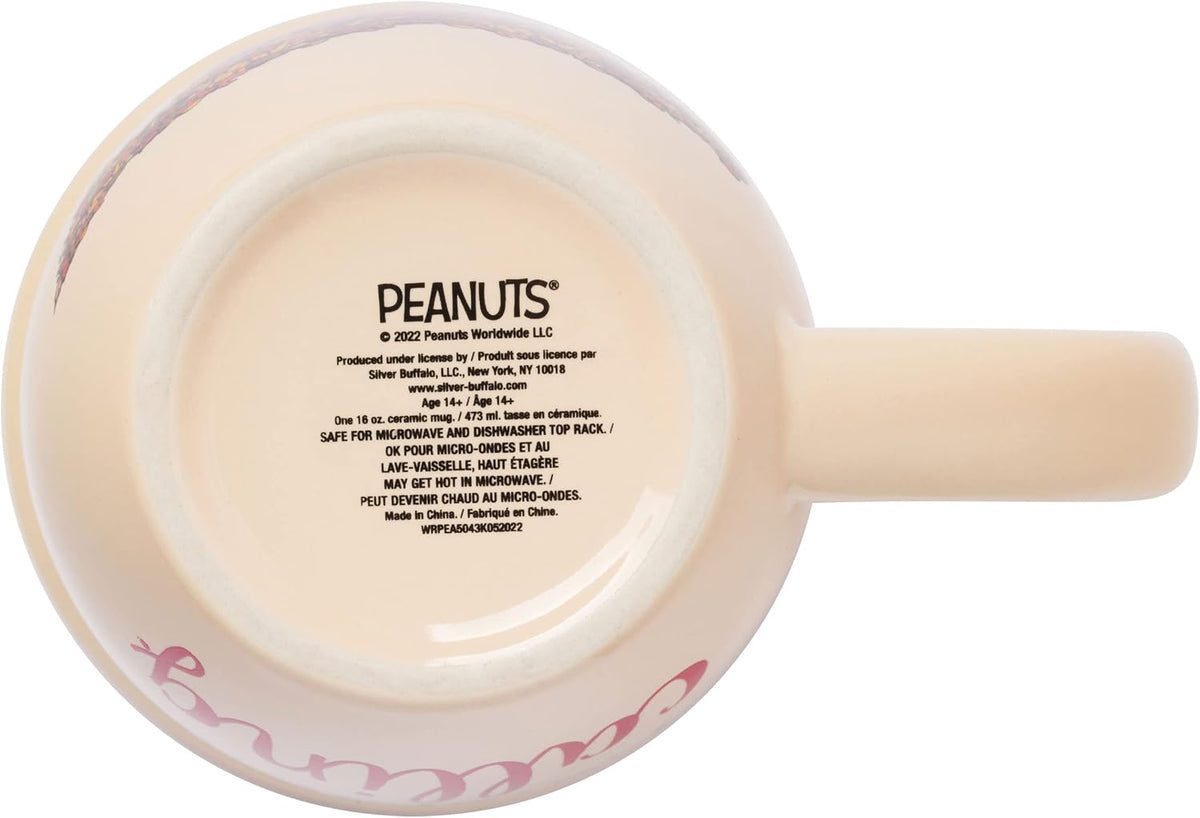 Silver Buffalo Peanuts Snoopy Fall Leaf, Wide Rim Ceramic Mug, 16oz