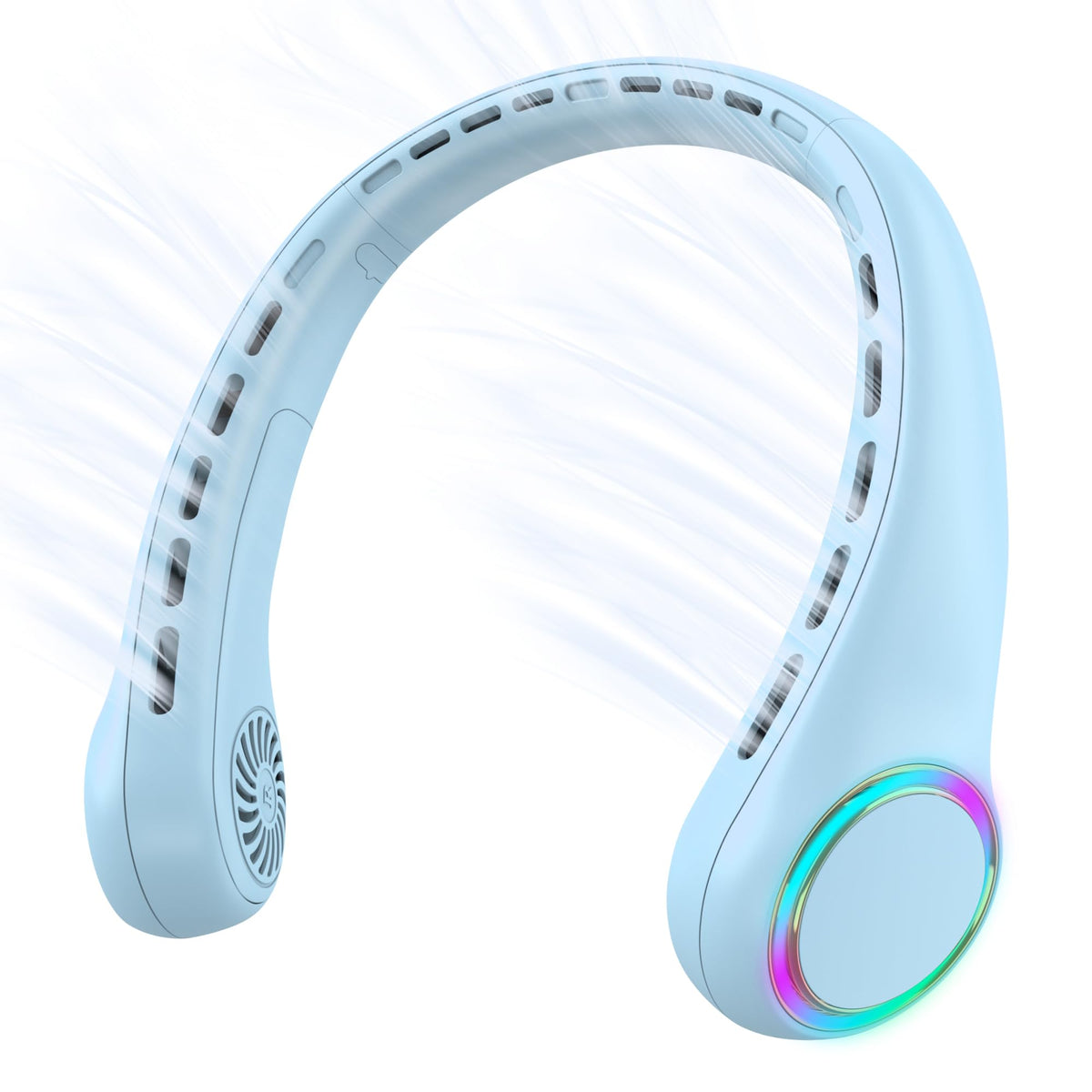 GULAKI Portable Neck Fan, Personal Fan with 4000mAh Battery, Rechargeable Neck Fan with 3 Speeds and 64 Cool Lights, Birthday Gifts for Men Women Mom Dad, Hands Free Cooling fan for Summer(White)