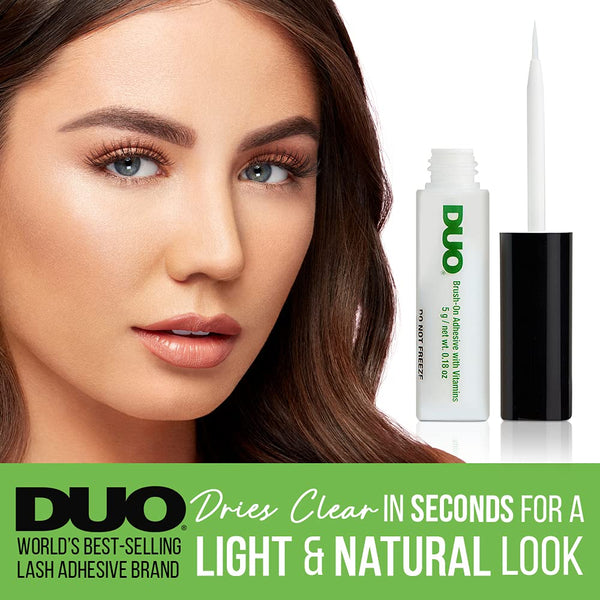 DUO Brush-On Clear Lash Glue, Strip Eyelash Adhesive for Clusters, 2 Pack | Infused with Vitamins A, C & E, Waterproof Eyelash Glue, Long Lasting, Quick Drying, Hypoallergenic, Latex-Free
