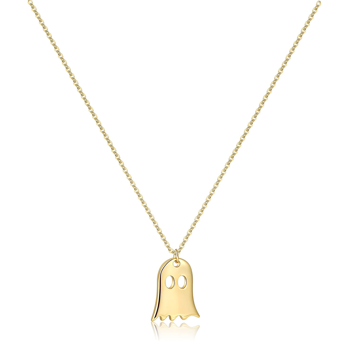 Pencros Dainty Pendant Necklace,18K Gold Plated Pumpkin Ghost Hammered Coin Delicate Chain Minimalist Simple Halloween Jewelry Friend's Gift