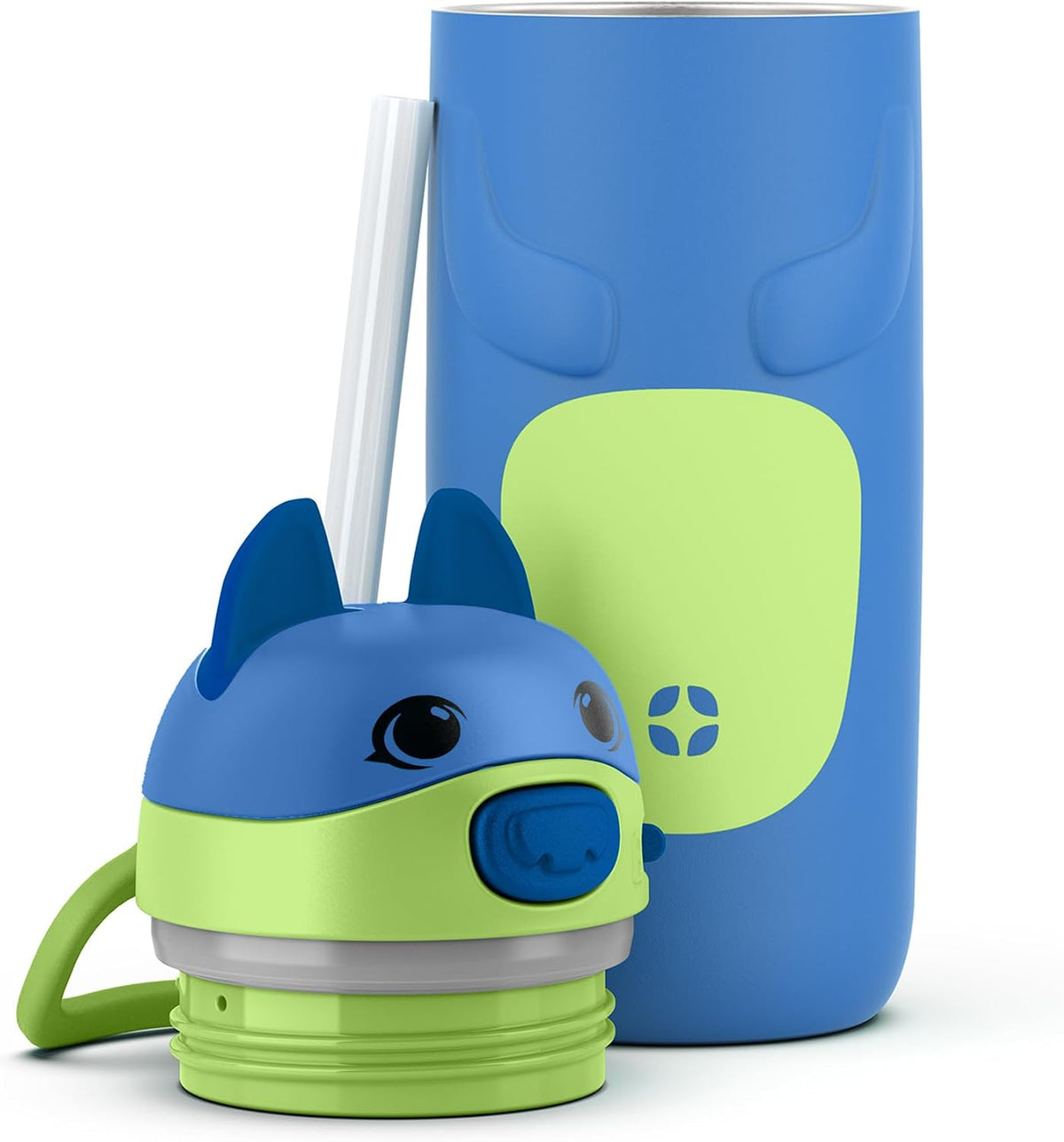 Ello Ellies 12oz Stainless Steel Leakproof Kids Water Bottle, Dog | Insulated kids water bottle with straw, leakproof locking lid, carry handle, and stainless steel fun animal design for school