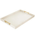 ATZYmolin 17"x12" Leather Serving Tray, Gold Handle Vanity Platter, Beige