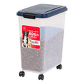 IRIS USA Airtight Dog Food Storage Container, Up to 54 lbs, Attachable Wheels, For Dog Cat Bird and Other Pet Food Storage Bin, Keep Fresh, Translucent Body, Easy Mobility, Black