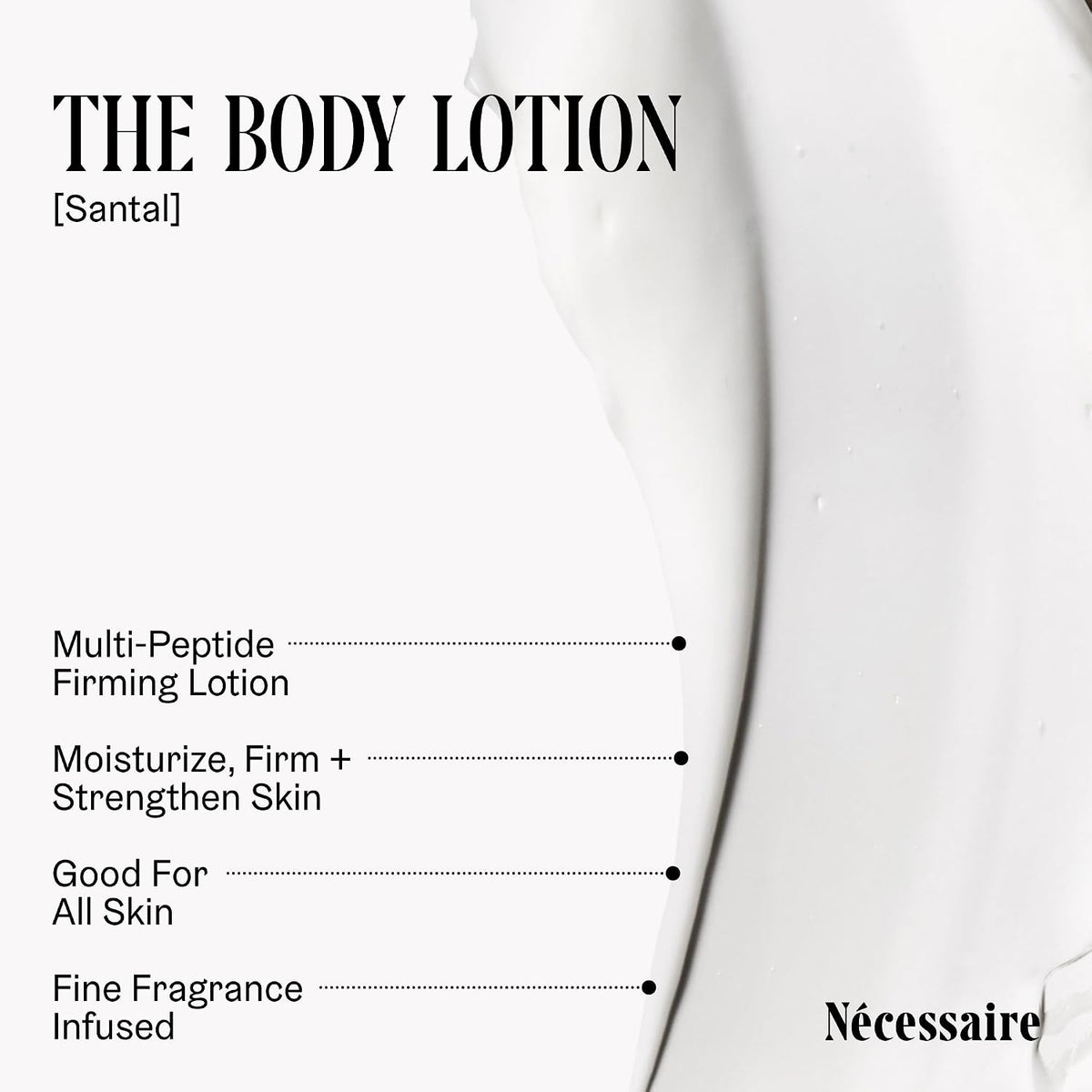 The Body Lotion Santal. Multi-Peptide Firming Body Lotion With Niacinamide | For Women & Men. Non-Comedogenic, Dermatologist-Tested Moisturizer for Sensitive Skin. 450ml / 15.2 fl oz.