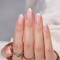 BTArtbox Press On Nails, Cream Puff, Short Almond, Ombre Off White, 32Ct | 2+ Weeks Wear, Salon-Quality Natural Nails, 10-Minute Easy Daily Application, Fast Removal, 16 Sizes, All-in-One Complete Kit