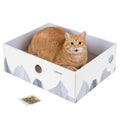 Conlun Cat Scratcher Box, Cardboard Pad, Bed for Indoor Cats, White
