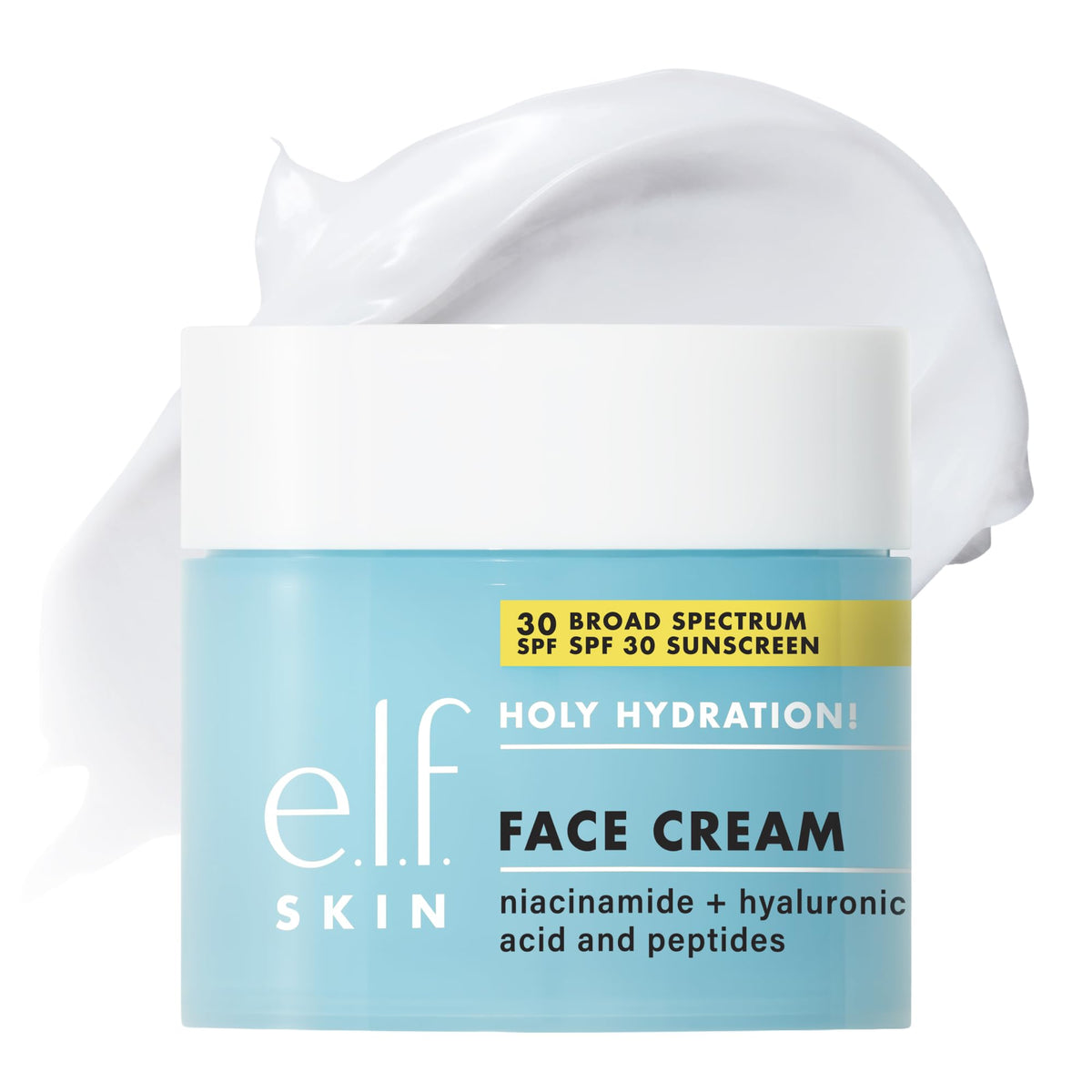 e.l.f., Skin Holy Hydration! Face Cream with Hyaluronic Acid, Fragrance Free, Niacinamide and Peptides, Nourishing Moisturizer