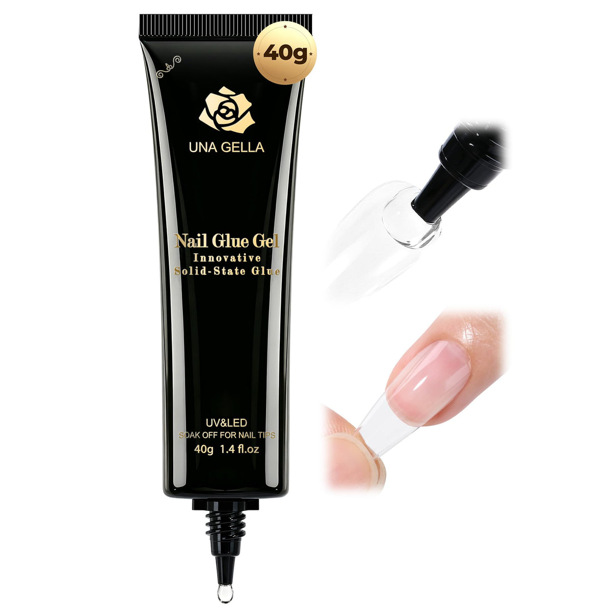 UNA GELLA Nail Glue Strong Gel No U V, 15g*2pcs Nail Glue for Press Ons No Lamp Needed, Quick Dry Semi Solid Nail G LUE, Super Strong Gel glue for Nails Long Lasting Extension DIY Kit