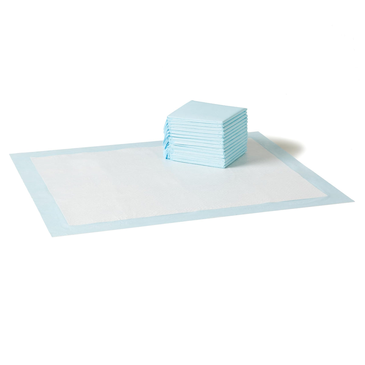 Amazon Basics Leak-Proof Dog and Puppy Potty Training Pee Pads with Quick-Dry 5-Layer Super Absorbent Surface for Dog Training, Floor Protection, Regular Size 22x22", Blue & White, 50 Count