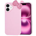 Cases for iPhone 13, Luxury Glitter 3D Rhinestone Bow Phone Cover Soft Litchi Pattern Protective Phone Case for iPhone 13 6.1" 2021