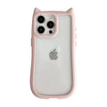 FLIRACON Cute Cat Ears Clear Phone Case Compatible with iPhone Case (Black,for iPhone 15)