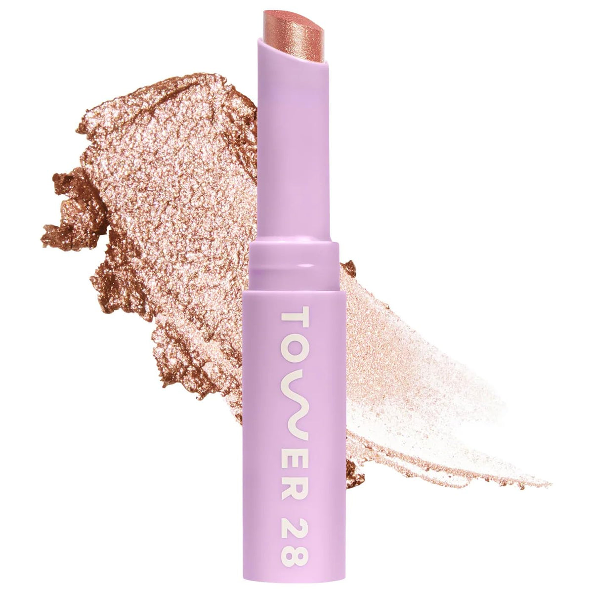 Tower 28 GoGo Cooling Shimmer Eyeshadow Stick - 8-Hour Wear Cream Eyeshadow + Precise Highlighter Stick - Water-Based Eye Makeup for Sensitive Eyes - Microplastic-Free Eye Shadow - Roxy (.09 oz)
