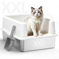 WoofiGo Enclosed Stainless Steel Cat Litter Box with Lid, XL Extra Large Litter Box for Big Cats, Metal Litter Pan High Sided, Never Absorbs Odors, Anti-Urine Leakage, Easy Cleaning, Include Scoop
