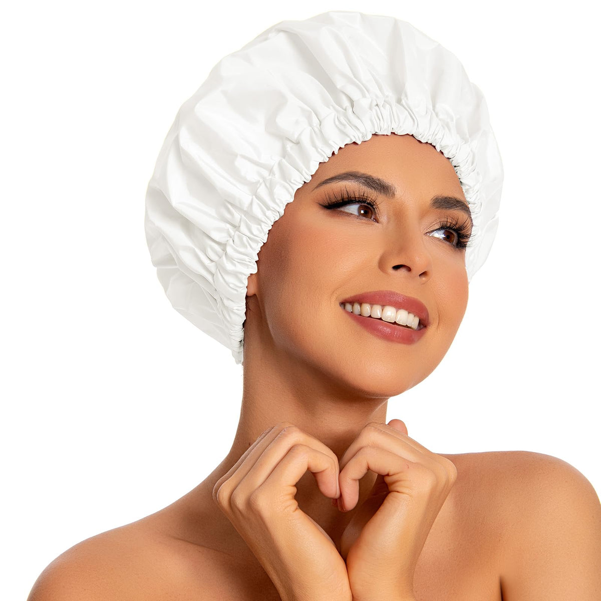 Edoneery Reusable Shower Caps for Women, Waterproof Long Hair Bonnet | Washable Design, Wide Elastic Band, Large Fit, Holds Long Hair, Braids Friendly, Bath Accessories, Spa, Travel
