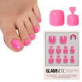 Glamnetic Press On Toenails - Natural Fake Nails | Cherry Red Chrome Press On Toenails, Salon Quality Press On Nails Kit with Glue | Cherry Glaze - 32 Nail Set in 16 Sizes