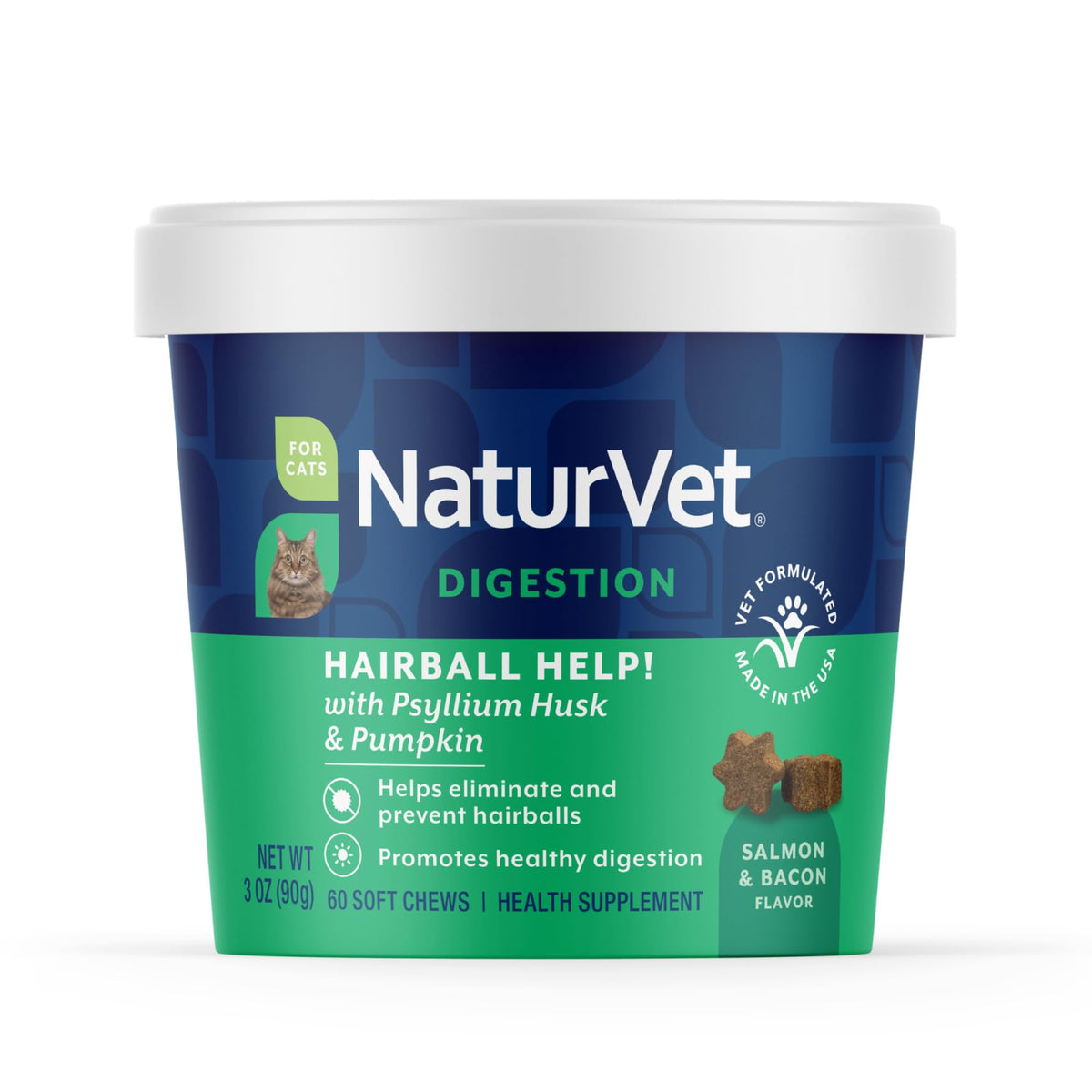 NaturVet Hairball Remedy Vitamin & Digestive Aid Supplement for Cats – Pet Health Supplement for Cat Hairballs, Digestive System Support – Includes Pumpkin, Vitamins – 50 Ct.