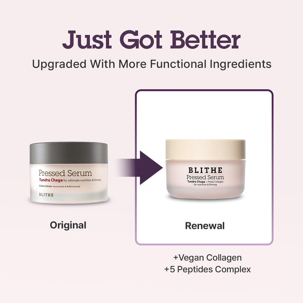 BLITHE Pressed Serum Tundra Chaga With Peptide & Collagen | Korean Moisturizer | Anti Aging Cream & Skin Tightening Cream for Face | Formula for an Instant Face Lift, 1.69 fl oz