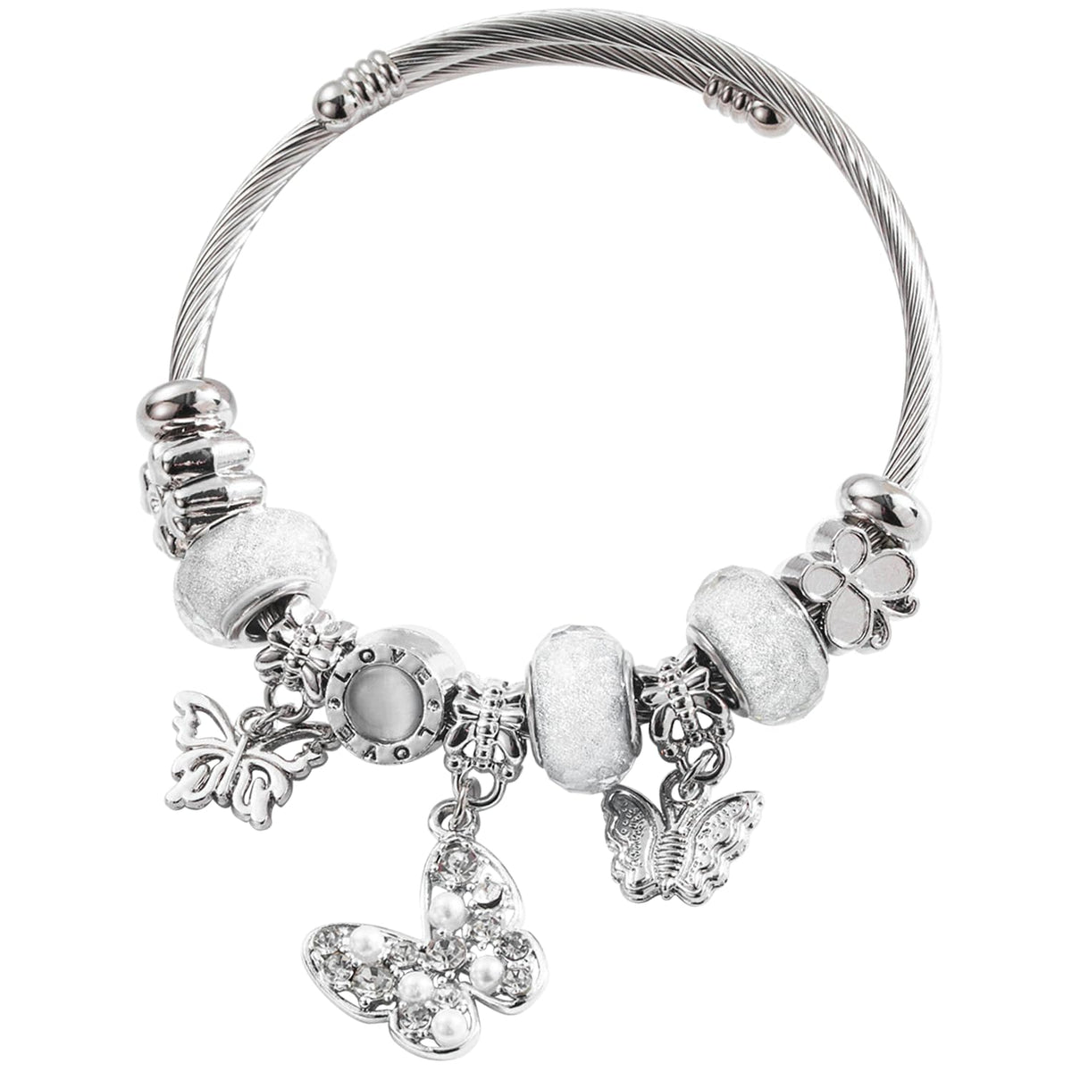 Charm Bracelets for Womens,Exquisite Cute Cartoon Friendship Silver Bracelets Stainless Steel Bangle, Womens Jewelry Suitable for Holiday Gifts and Birthday Gifts
