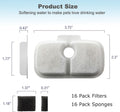 16 Pack Cat Water Fountain Replacement Filter for Petlibro Dockstream Cat Water Fountain(PLWF005/PLWF115/PLWF105, Pet Water Fountain Filter with Replacement Pre-Filter Pump Sponges(16+16)