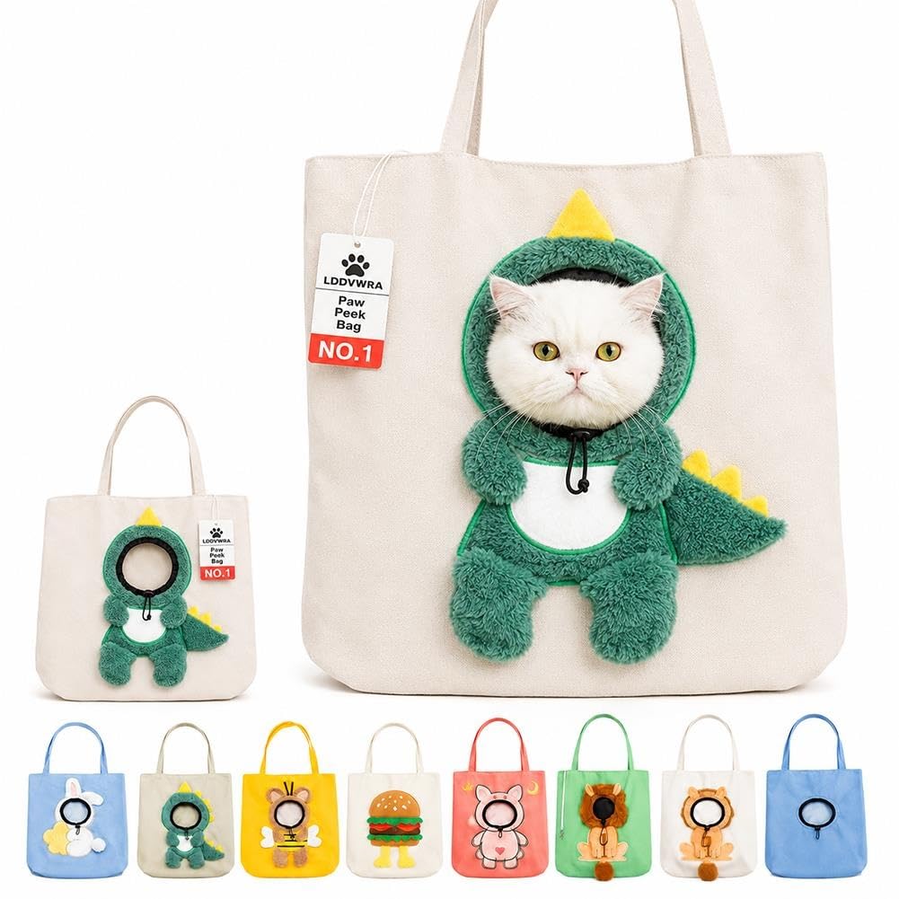 Paw Peek Bag Cute Head Shape Canvas Pet Travel Carrier Tote