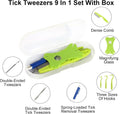 Tick Removal Tool Kit 8-in-1 with Storage Box for Dogs and Cats | Stainless Steel - Tick & Flea Remover Dogs Cats Outdoor - Tick Comb Tweezers Flea Comb Magnifying Glass Storage Box