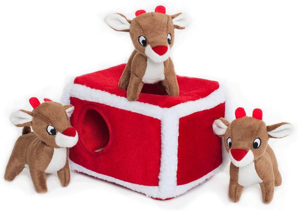 ZippyPaws Burrow Interactive Dog & Puppy Toys for Boredom- Reindeer Pen