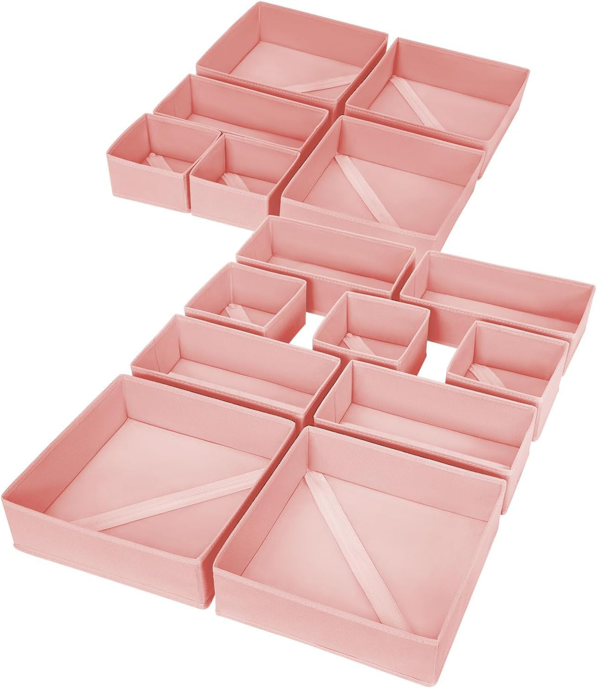 DIMJ Drawer Organizer Clothes, 12 Pack Dresser Organizer, Foldable Closet Organizers and Storage, Fabric Dresser Bins, Drawer Dividers for Nursery, Baby Clothes, Underwears, Sock (Beige)