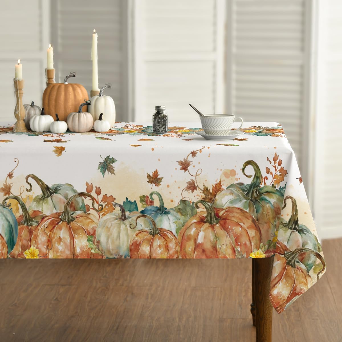 Horaldaily Fall Tablecloth 60 x 84 Inch Rectangular Thanksgiving Leaves