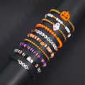 Halloween Bracelets Set for Women,10Pcs Stocking Stuffer Clay Preppy Heishi Boo Skull Charm Beads Stackable Bracelet Adjustable Friendship Holiday Stretch Jewelry Gift