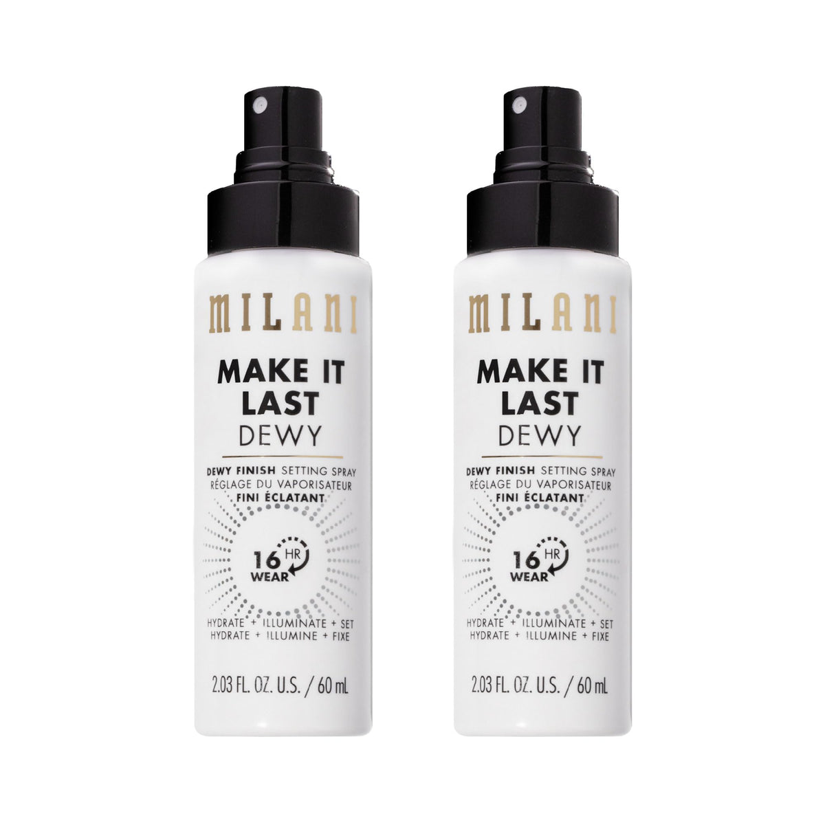 Milani Setting Spray + Primer, Make It Last Dewy - Dewy Finish Moisturizing Formula for Glow on the Go, Setting Spray for Makeup and Face Primer, Prime + Set + Hydrate, 2.03 Fl. Oz