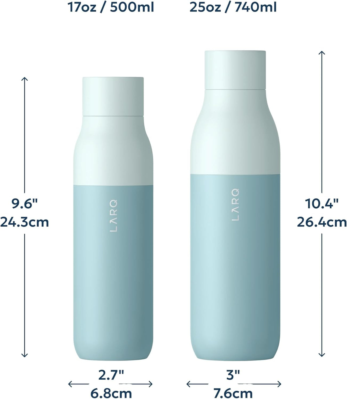 LARQ Twist Top — Reusable Insulated Stainless Steel Water Bottle, Metal Water Bottle for Men, Women, Kids, 100% Leakproof, BPA Free, No Straw — Travel, Gym, Office, School — 25 oz, Seaside Mint