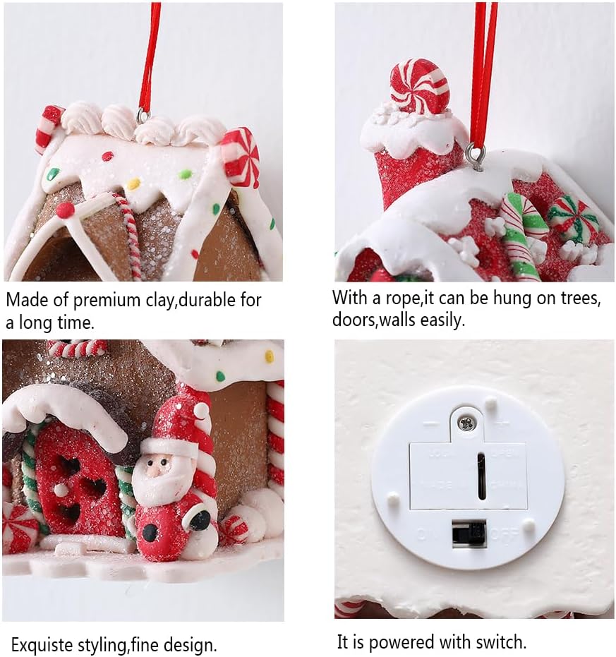 3 Pcs Gingerbread House Ornaments for Christmas Tree Decorations