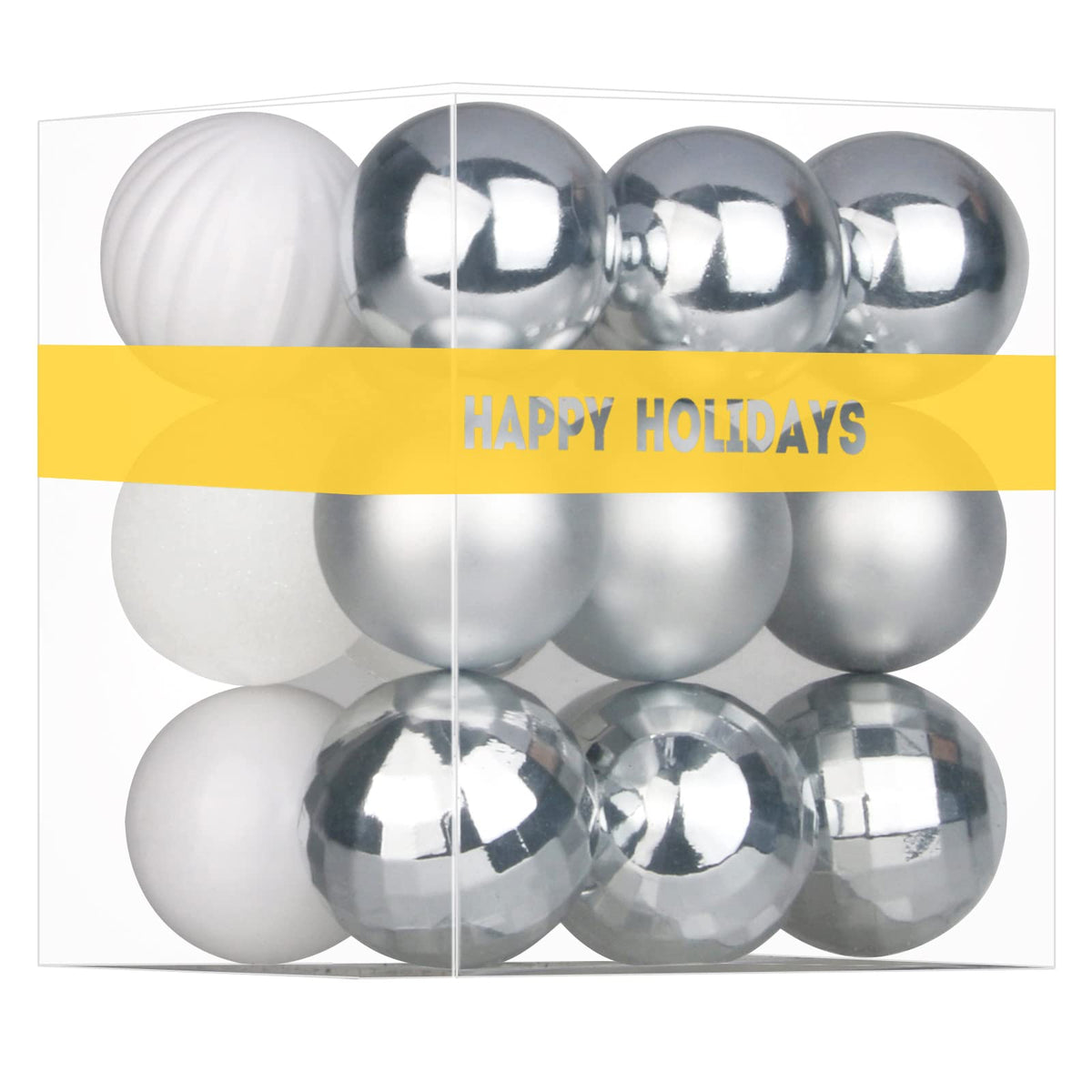 White 4.0" Large Christmas Balls - Christmas Tree Decoration Ornaments Shatterproof Hanging Balls for Birthday Halloween Holiday Wedding Decorations Set of 4pcs